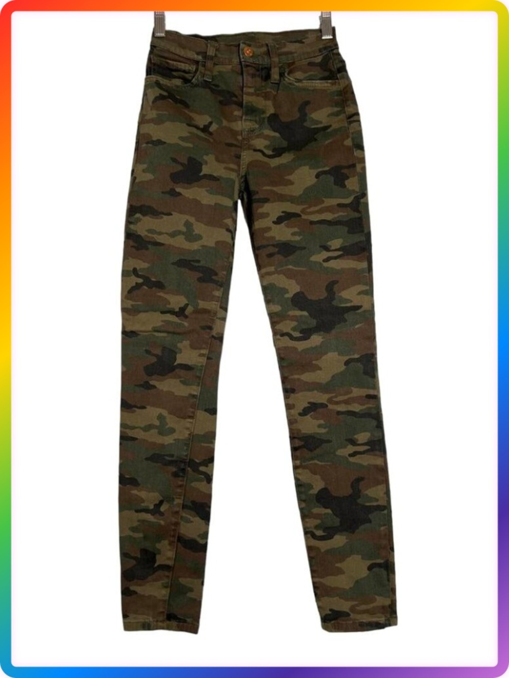 NSF Victoria High Waist Skinny Camo Jeans SIZE 26 Green Stretch Denim